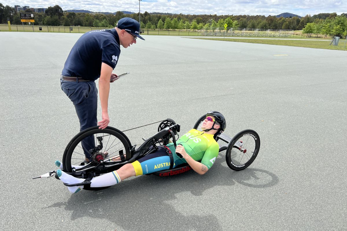 Para triathlete Nic Beveridge worked with AIS Engineering to modify his hand bike ahead of competing in Paris. 