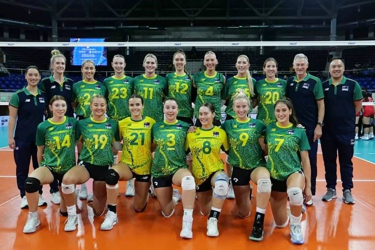Photo of the Australian Volleyroos at the Women's AVC Challenger Cup 2024