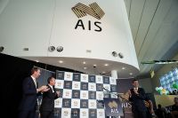 Simon Hollingsworth, Matt Favier and John Wylie unveil the new AIS logo